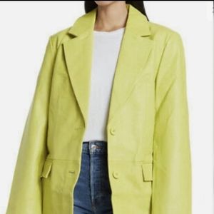 NWT Walter Baker Oversized Lambskin Lime Green Kira Button Up Blazer Sz XS